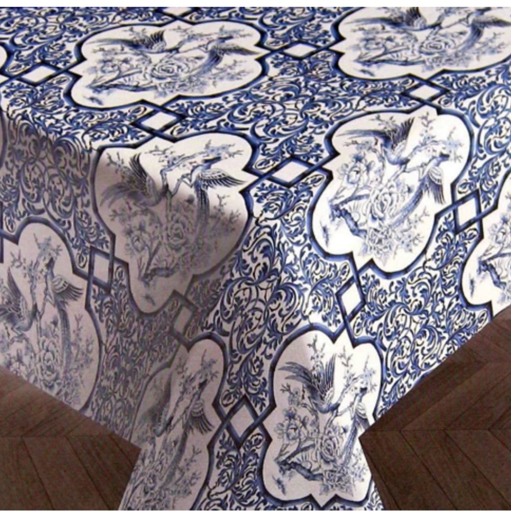 Ralph Lauren Chinoiserie Blue Pheasant 60 x 106 Rectangle Tablecloth - UNSIGNED